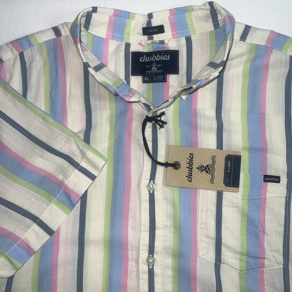 Chubbies Mens Sport Performance Friday Shirt "The Soft Serve" XLarge Striped-New